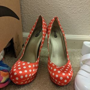 Charlotte Russe Red and White Polka Dot Shoes